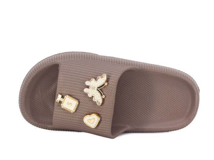 Apella Filet E300-5 Havlu Patik-Filet Üç Emojili Lux Eva Terlik Taşlı Vizon - 2