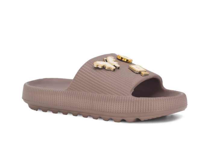 Apella Filet E300-5 Havlu Patik-Filet Üç Emojili Lux Eva Terlik Taşlı Vizon - 1