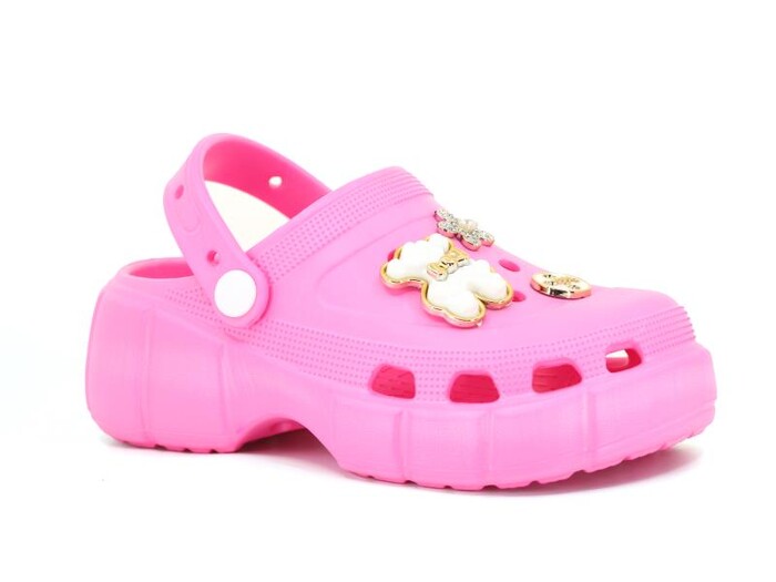 Apella Filet E300-7 Samba Taşlı Eva Cross Terlik Fuşya - Apella