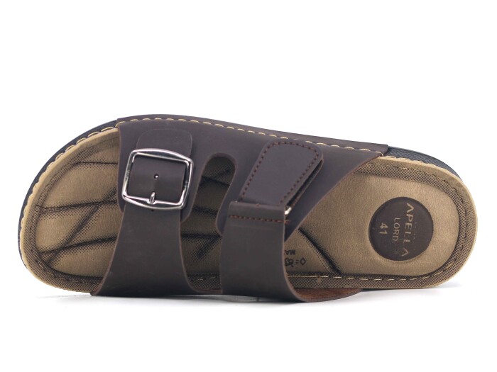 Apella Merdane 955-2 Lord Kutulu Tek Toka Cırtlı Günlük Terlik Kahve - 2