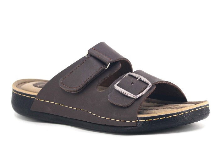 Apella Merdane 955-2 Lord Kutulu Tek Toka Cırtlı Günlük Terlik Kahve - Apella