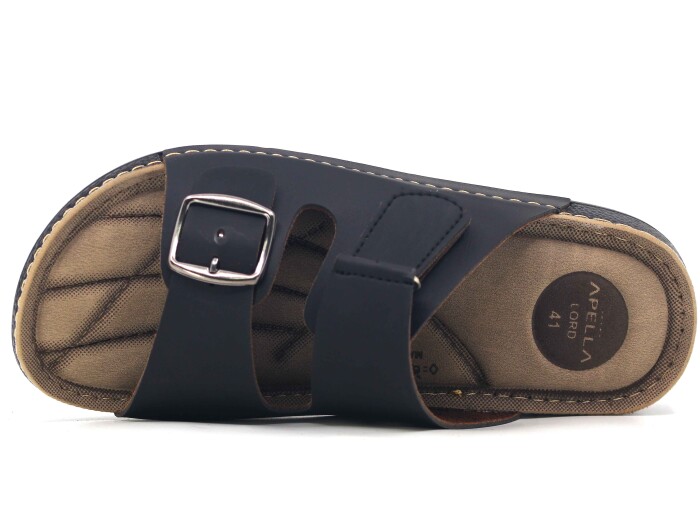 Apella Merdane 955-2 Lord Kutulu Tek Toka Cırtlı Monta Günlük Terlik Siyah - Apella (1)