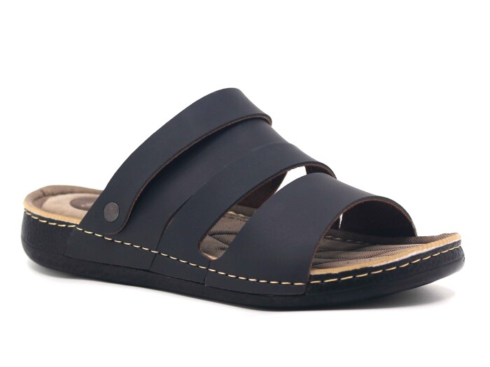 Apella Merdane 955-5 Lord Kutulu Döngülü Terlik Siyah - Apella