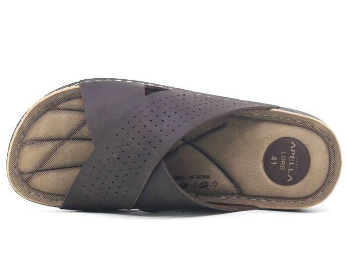 Apella Merdane 955-6 Lord Kutulu Çapraz Delikli Monta Günlük Terlik Kahve - Apella (1)