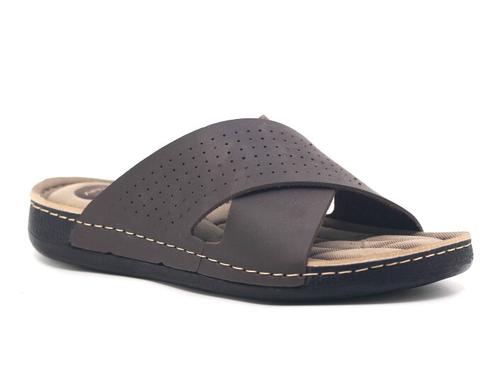 Apella Merdane 955-6 Lord Kutulu Çapraz Delikli Monta Günlük Terlik Kahve - Apella