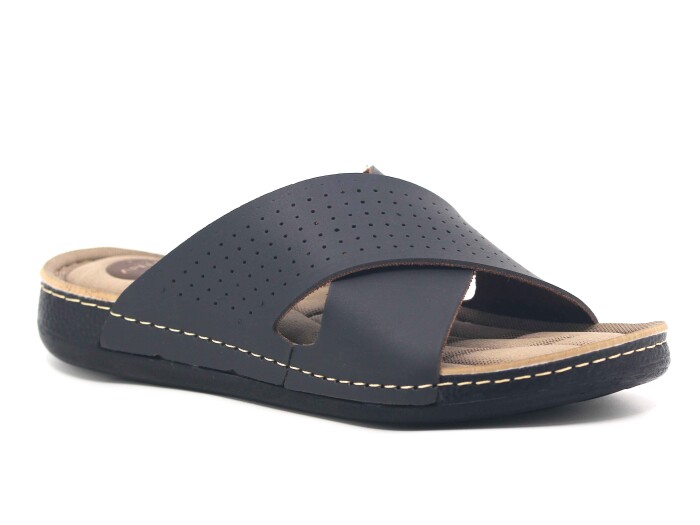 Apella Merdane 955-6 Lord Kutulu Çapraz Delikli Monta Günlük Terlik Siyah - 1