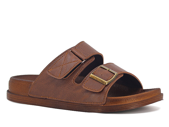 Apella Merdane 960-1 Troya Çift Bant Kutulu Günlük Terlik Kahve - 1