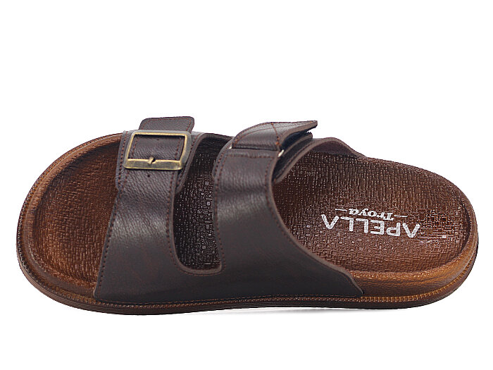 Apella Merdane 960-1 Troya Çift Bant Kutulu Günlük Terlik Koyu Kahve - Apella (1)