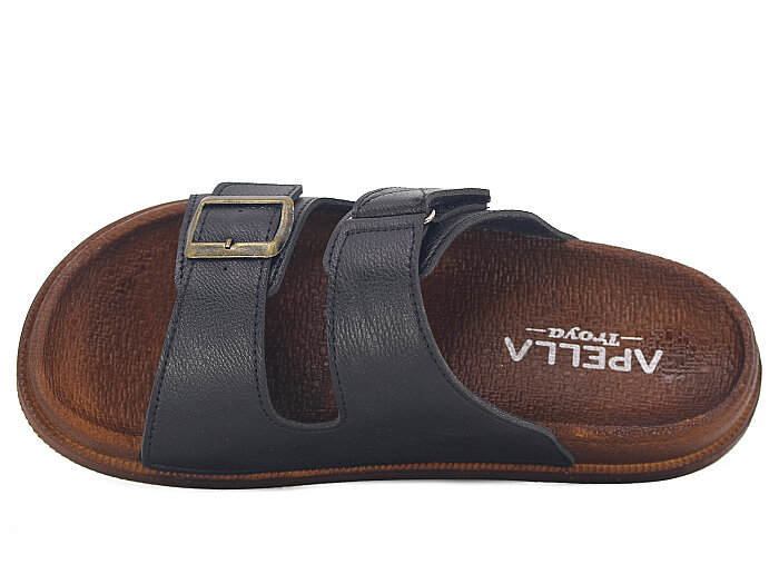 Apella Merdane 960-1 Troya Çift Bant Kutulu Günlük Terlik Siyah - Apella (1)