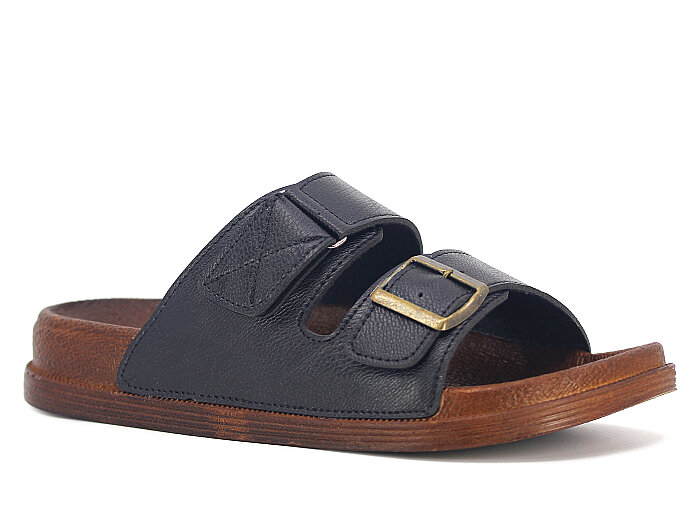 Apella Merdane 960-1 Troya Çift Bant Kutulu Günlük Terlik Siyah - Apella