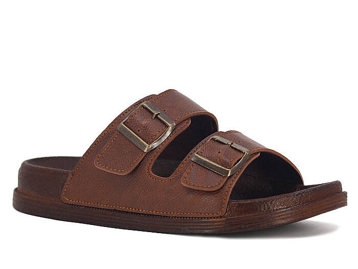 Apella Merdane 960-15 Troya Çift Toka Kutulu Günlük Terlik Kahve - Apella