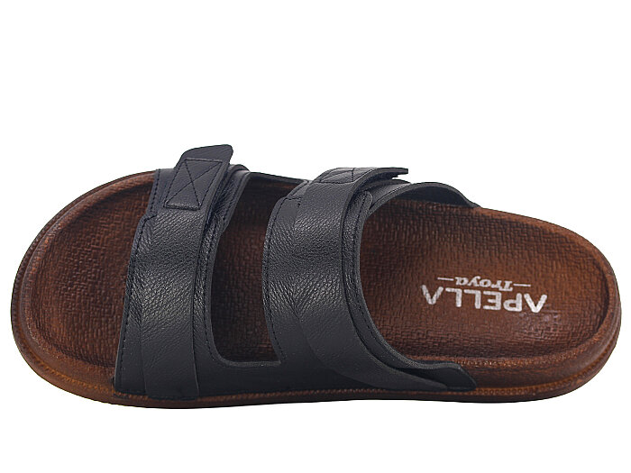 Apella Merdane 960-2 Troya Çift Bant Cırtlı Kutulu Günlük Terlik Siyah - 2