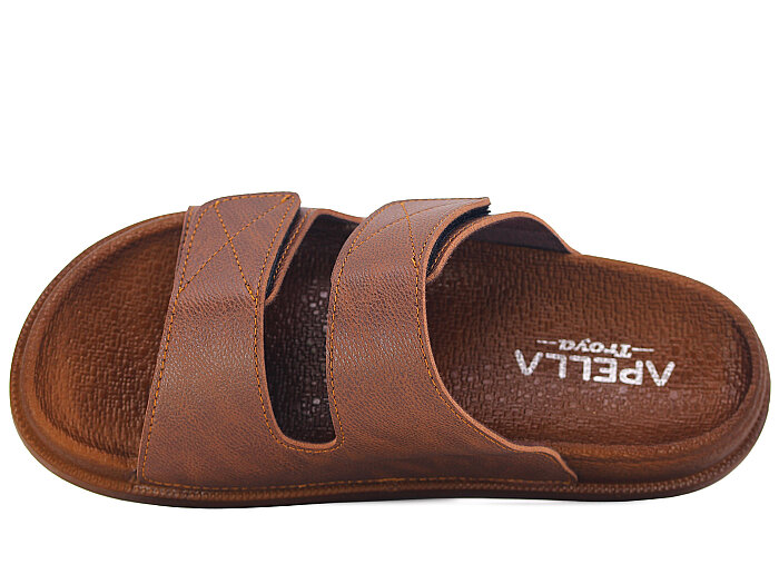 Apella Merdane 960-3 Troya Çift Bant Cırtlı Kutulu Günlük Terlik Kahve - Apella (1)