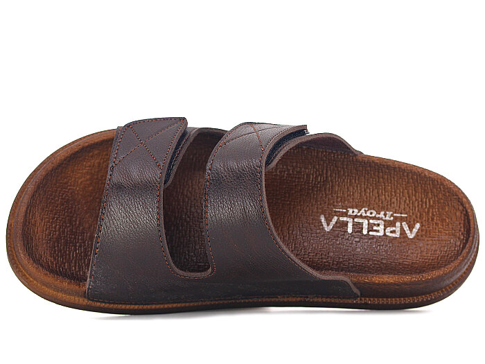 Apella Merdane 960-3 Troya Çift Bant Cırtlı Kutulu Günlük Terlik Koyu Kahve - 2