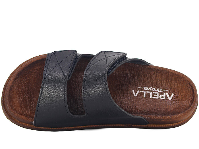 Apella Merdane 960-3 Troya Çift Bant Cırtlı Kutulu Günlük Terlik Siyah - 2