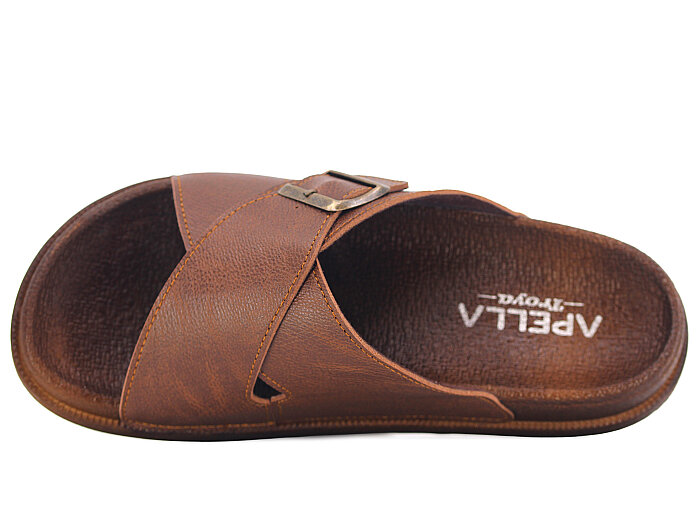 Apella Merdane 960-5 Troya Tek Toka Çapraz Kutulu Günlük Terlik Kahve - 2
