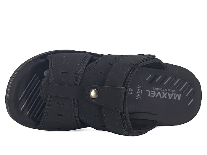 Apella Merdane Maxwell-919-10 Kemerli Günlük Terlik Siyah - Apella (1)