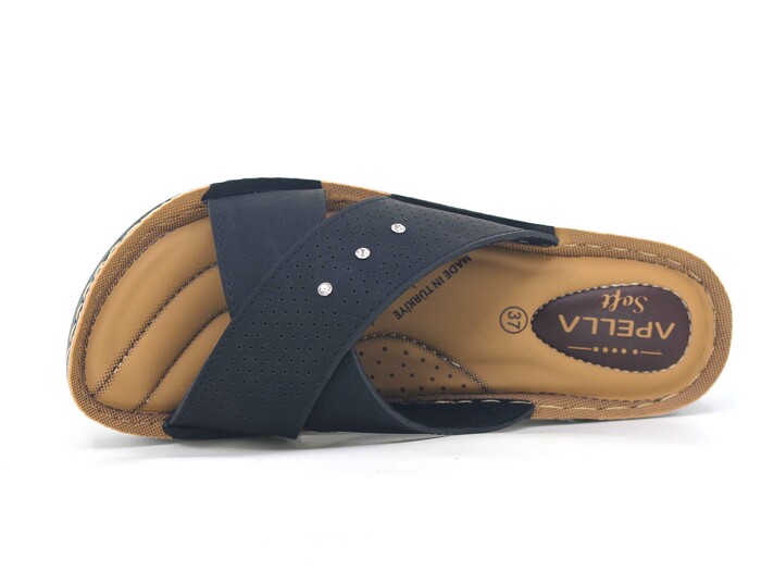 Apella Zenne 400-10 Soft Çapraz Enj. Kutulu Günlük Terlik Siyah - 2