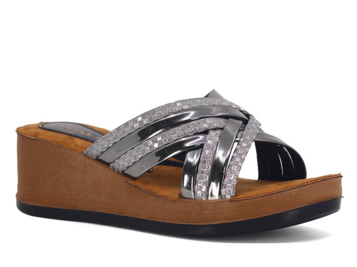 Apella Zenne 401-2 Alya Çapraz Topuklu Kutulu Günlük Terlik Füme - Apella