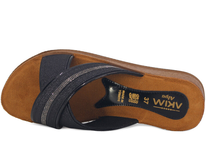 Apella Zenne 401-3 Alya Kutulu Günlük Terlik Siyah Kumlu - Apella (1)