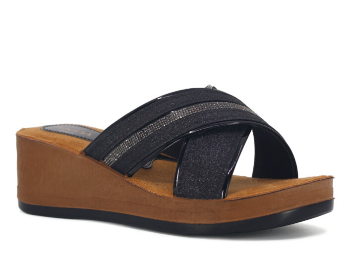 Apella Zenne 401-3 Alya Kutulu Günlük Terlik Siyah Kumlu - 1