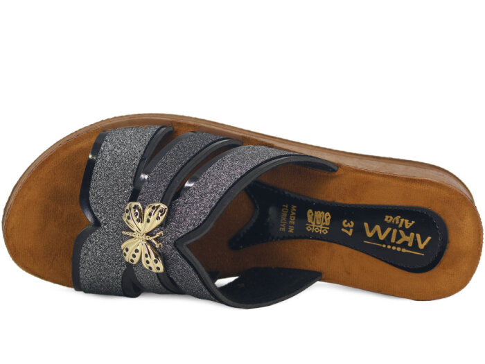 Apella Zenne 401-4 Alya Topuklu Kutulu Günlük Terlik Füme Kumlu - 2