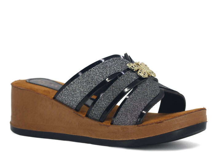 Apella Zenne 401-4 Alya Topuklu Kutulu Günlük Terlik Füme Kumlu - Apella