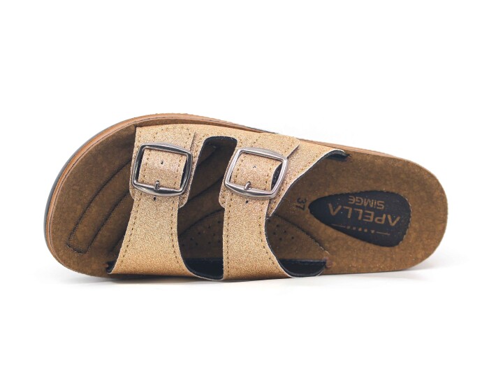 Apella Zenne 420-15 Simge Çift Toka Kutulu Günlük Terlik Altın - Apella (1)