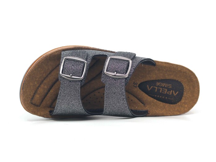 Apella Zenne 420-15 Simge Çift Toka Kutulu Günlük Terlik Füme - Apella (1)