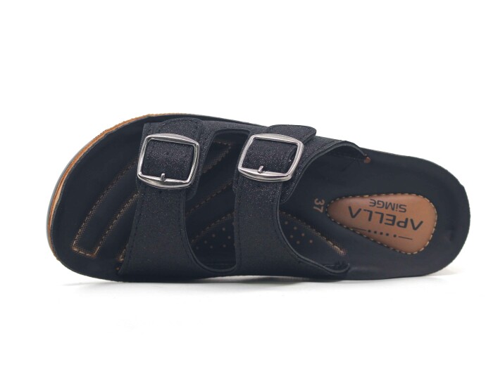 Apella Zenne 420-15 Simge Çift Toka Kutulu Günlük Terlik Siyah - Apella (1)