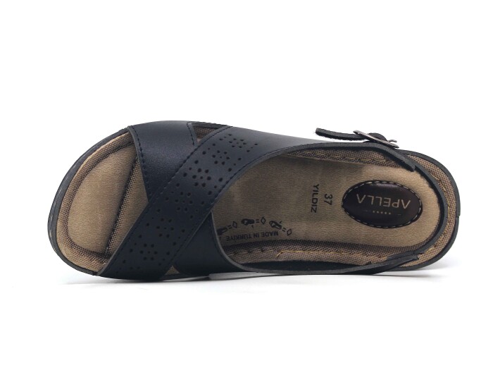 Apella Zenne 451-51 Yıldız Çapraz Lazerli Monta Kutulu Sandalet Siyah - Apella (1)