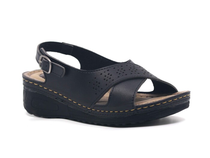 Apella Zenne 451-51 Yıldız Çapraz Lazerli Monta Kutulu Sandalet Siyah - Apella