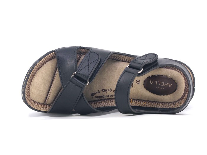 Apella Zenne 451-52 Yıldız Cırtlı Monta Kutulu Sandalet Siyah - 2