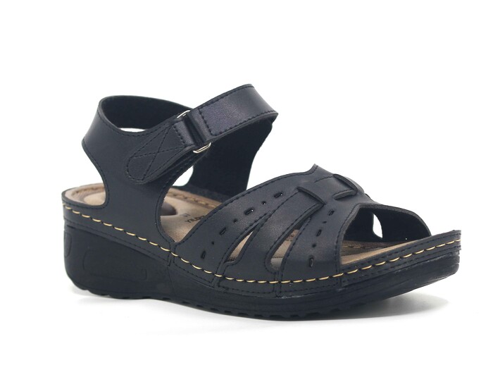 Apella Zenne 451-53 Yıldız Geçme Monta Kutulu Sandalet Siyah - Apella