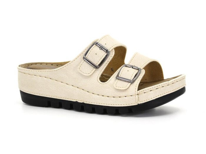 Apella Zenne 456-15 Sultan Çift Toka Kutulu Günlük Terlik Bej - Apella