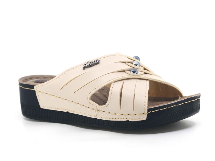 Apella Zenne 459-2 Sümbül Kutulu Günlük Terlik Bej - Apella