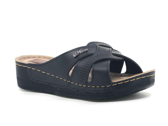 Apella Zenne 459-4 Sümbül Kutulu Günlük Terlik Siyah - Apella