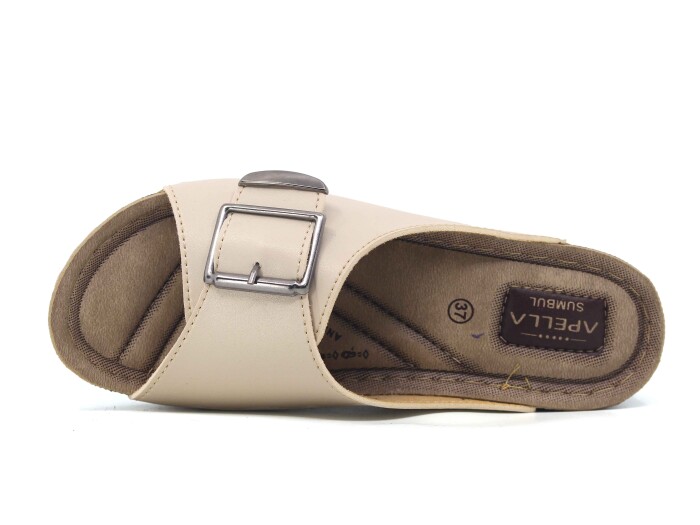 Apella Zenne 459-5 Sümbül Tek Toka Kutulu Günlük Terlik Bej - Apella (1)