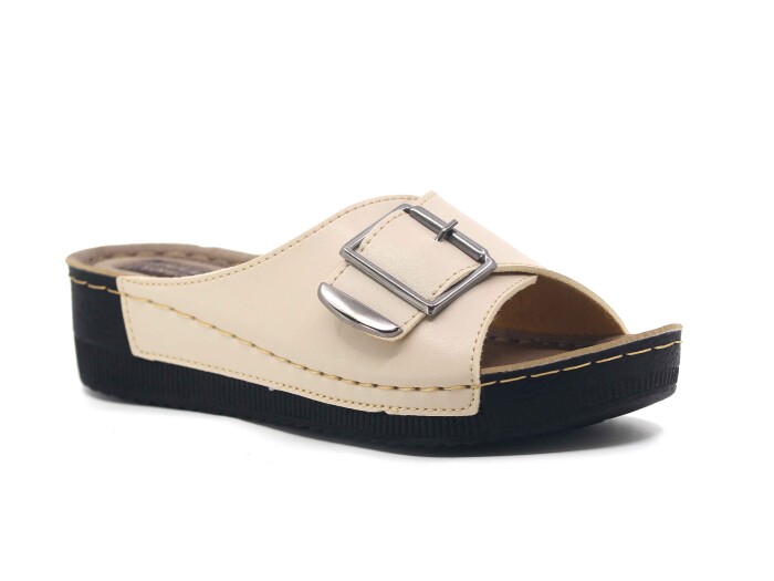 Apella Zenne 459-5 Sümbül Tek Toka Kutulu Günlük Terlik Bej 