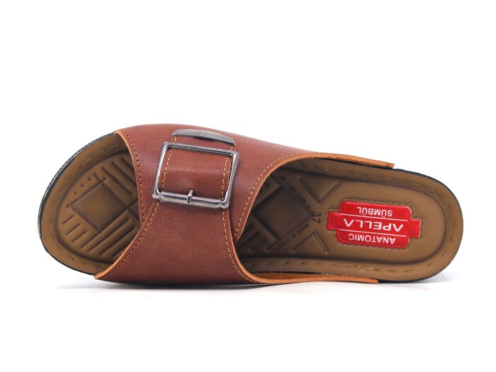 Apella Zenne 459-5 Sümbül Tek Toka Kutulu Günlük Terlik Camel - 2