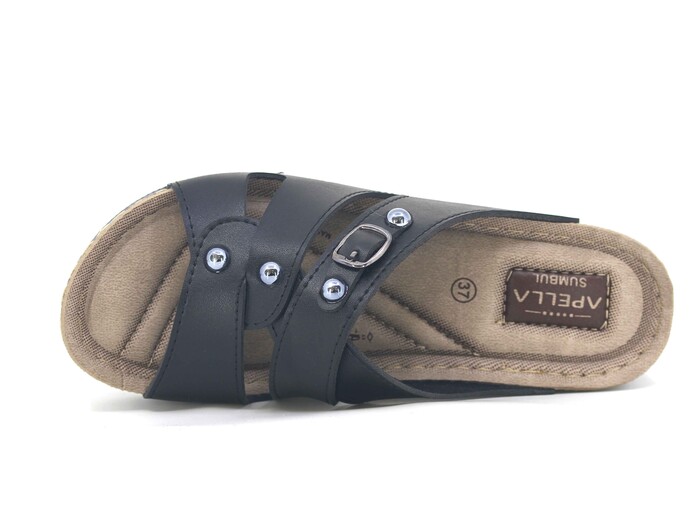 Apella Zenne 459-74 Sümbül Kutulu Günlük Terlik Siyah - Apella (1)