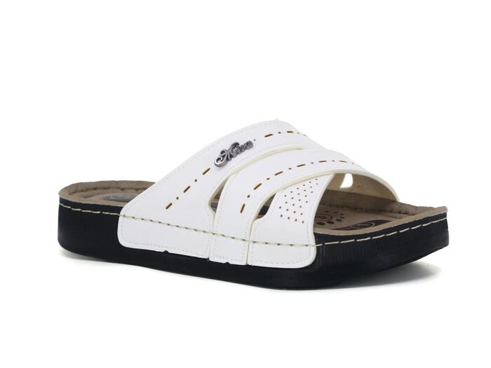 Apella Zenne 461-7 Hera Çapraz Lazerli Monta Kutulu Günlük Terlik Beyaz - 1