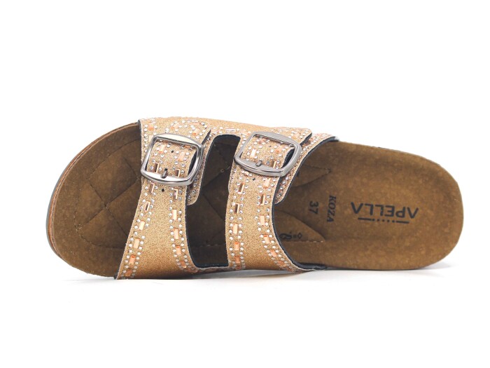 Apella Zenne 468-19 Koza Uzun Çift Toka Taşlı Kutulu Günlük Terlik Gül - Apella (1)