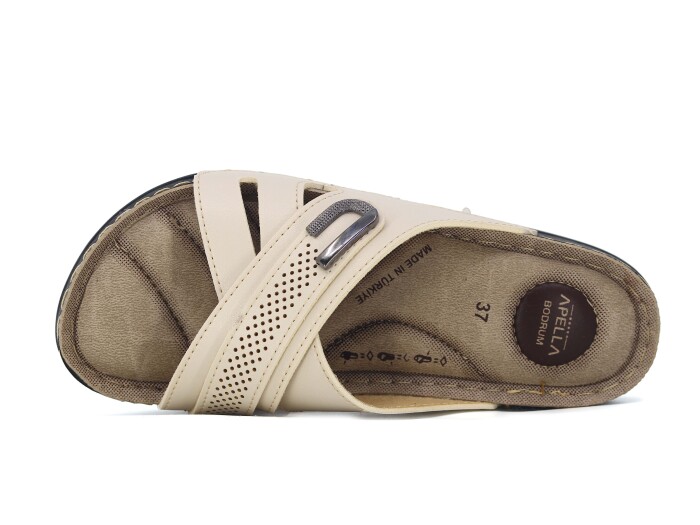 Apella Zenne 474-68 Bodrum Kutulu Günlük Terlik Bej - Apella (1)