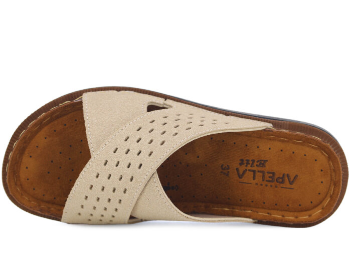 Apella Zenne 480-10 Elit Çapraz Kutulu Günlük Terlik Bej - 2