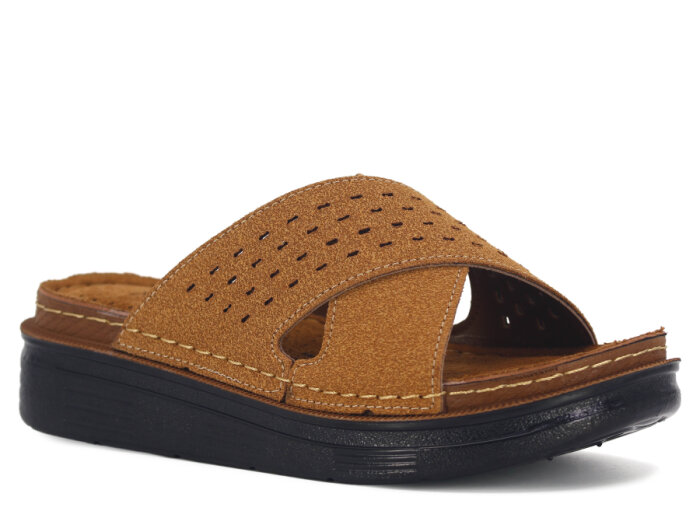 Apella Zenne 480-10 Elit Çapraz Kutulu Günlük Terlik Camel - 1