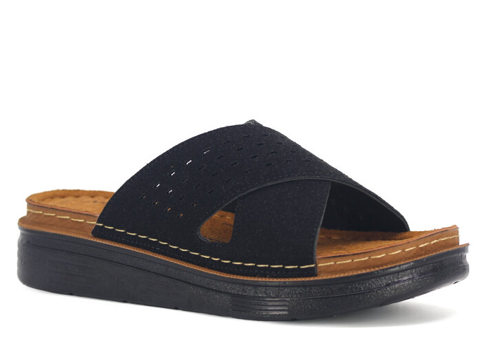 Apella Zenne 480-10 Elit Çapraz Kutulu Günlük Terlik Siyah - Apella