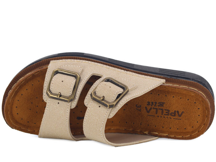 Apella Zenne 480-15 Elit Çift Toka Kutulu Günlük Terlik Bej - Apella (1)