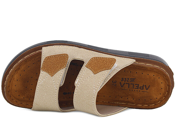 Apella Zenne 480-20 Elit Çift Bantlı Cırtlı Kutulu Günlük Terlik Bej - 2