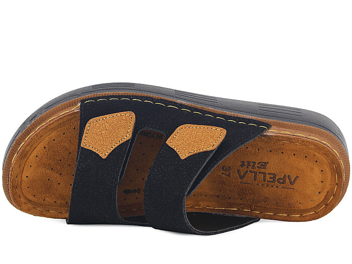 Apella Zenne 480-20 Elit Çift Bantlı Cırtlı Kutulu Günlük Terlik Siyah - 2